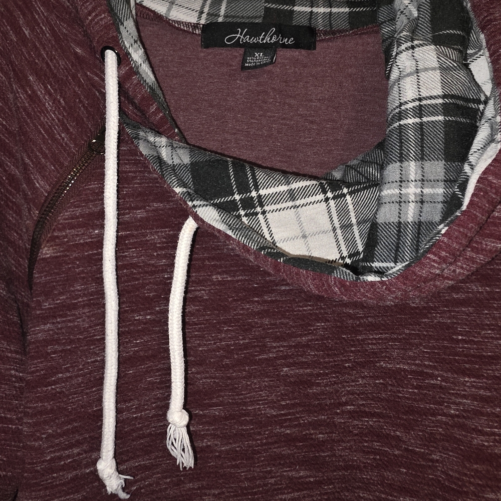Hautelure Maroon Hoodie with Plaid Lining